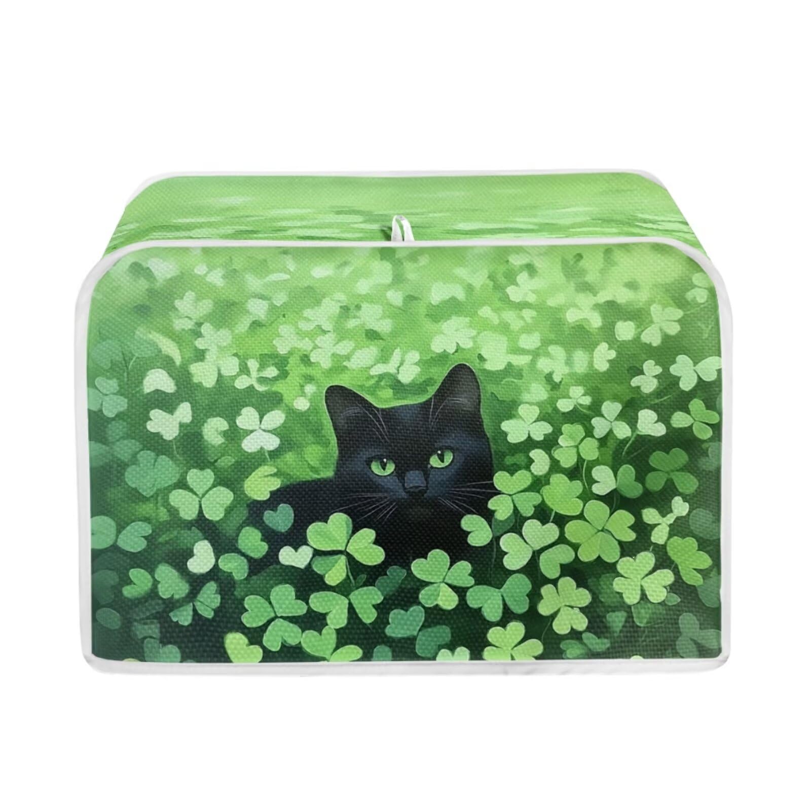 4 Slice Toaster Covers Lucky Shamrock Black Cat Kitchen Home Lightweight with Top Hook Bread Maker Oven Fingerprint Cover Universal Fit