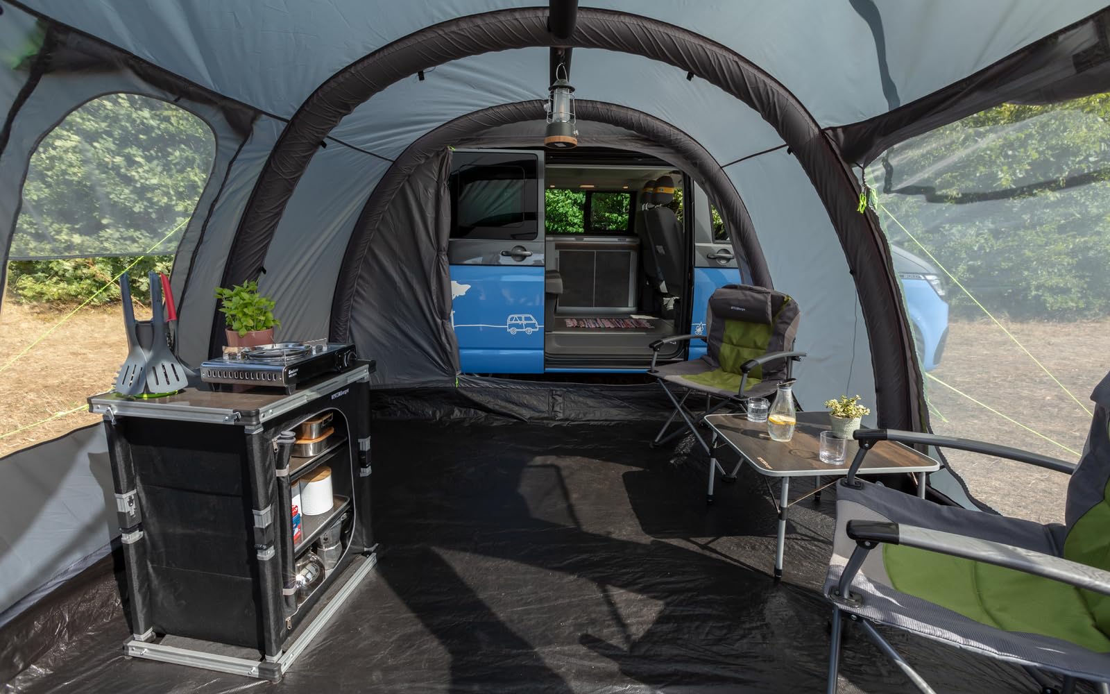 BERGER Busvorzelt Air │Luftzelt Autozelt aufblasbar freistehend Outdoor │Vorzelt Camping für Bus, Van, Auto│Schnellaufbau Zelt inkl. Luftpumpe