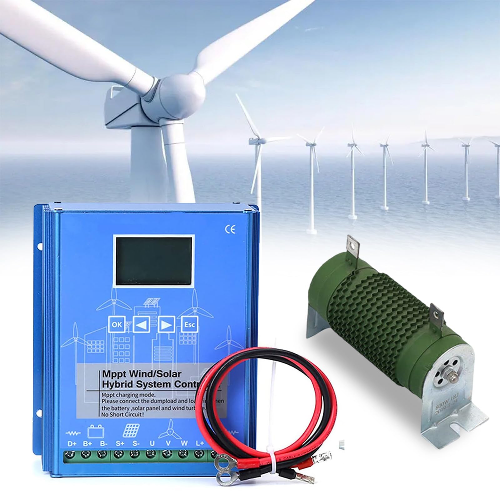 Hybrydowy regulator ładowania 12000 W 12 V/24 V/48 V wiatrowo-słoneczny, off-grid z wyświetlaczem LCD, obsługuje obciążenie zrzutu, kompatybilny z turbinami wiatrowymi 12000 W i systemami zasilania