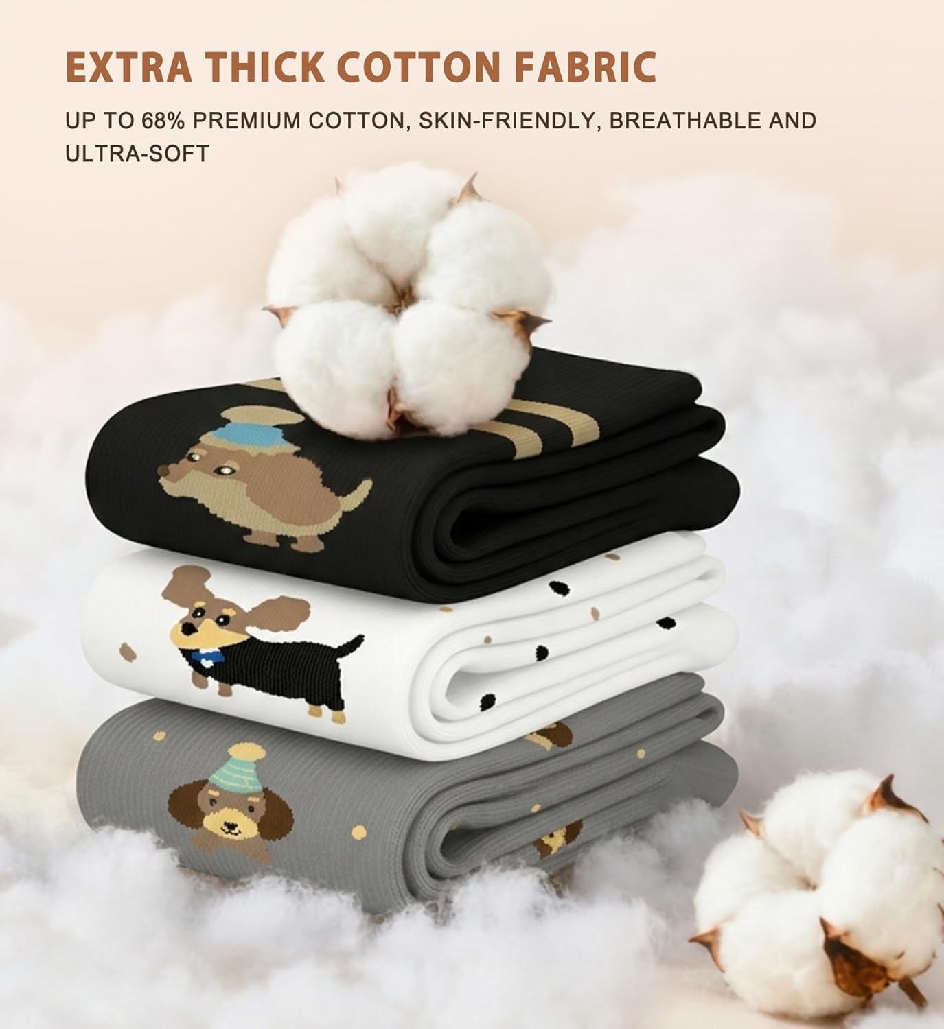 Cotton Compression Socks for Women&Men 20-30mmHg Knee High Cute Support Sock for Nurses, Pregnancy, Flying