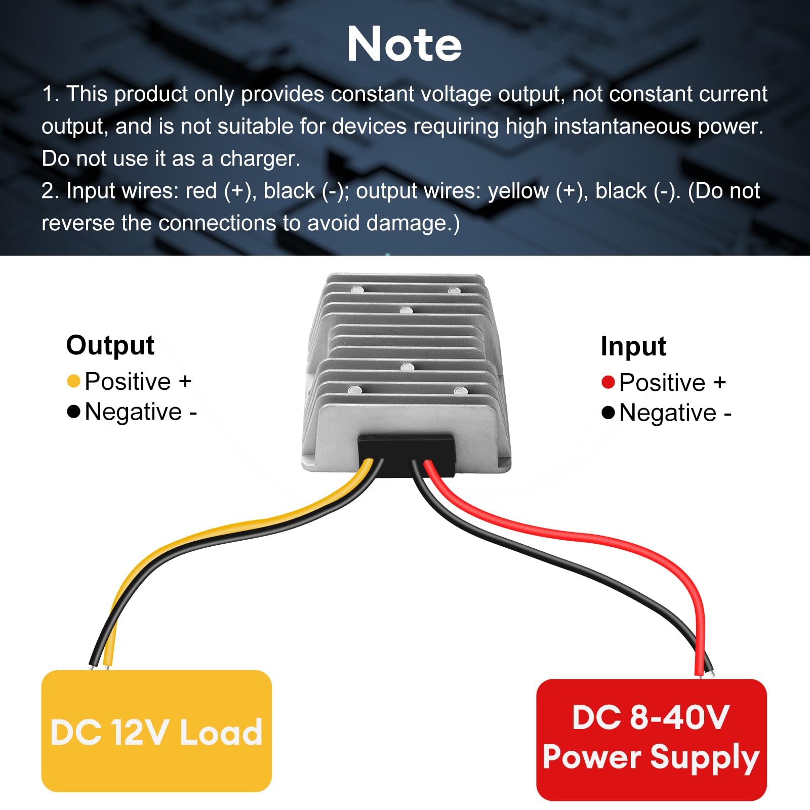 DC-DC 8-40V zu 12V Spannungs-Wandler 10A 120W, Aideepen Spannungs-regler 8-40V Step Down Converter, Aluminum Shell Waterproof Spannungsstabilisator