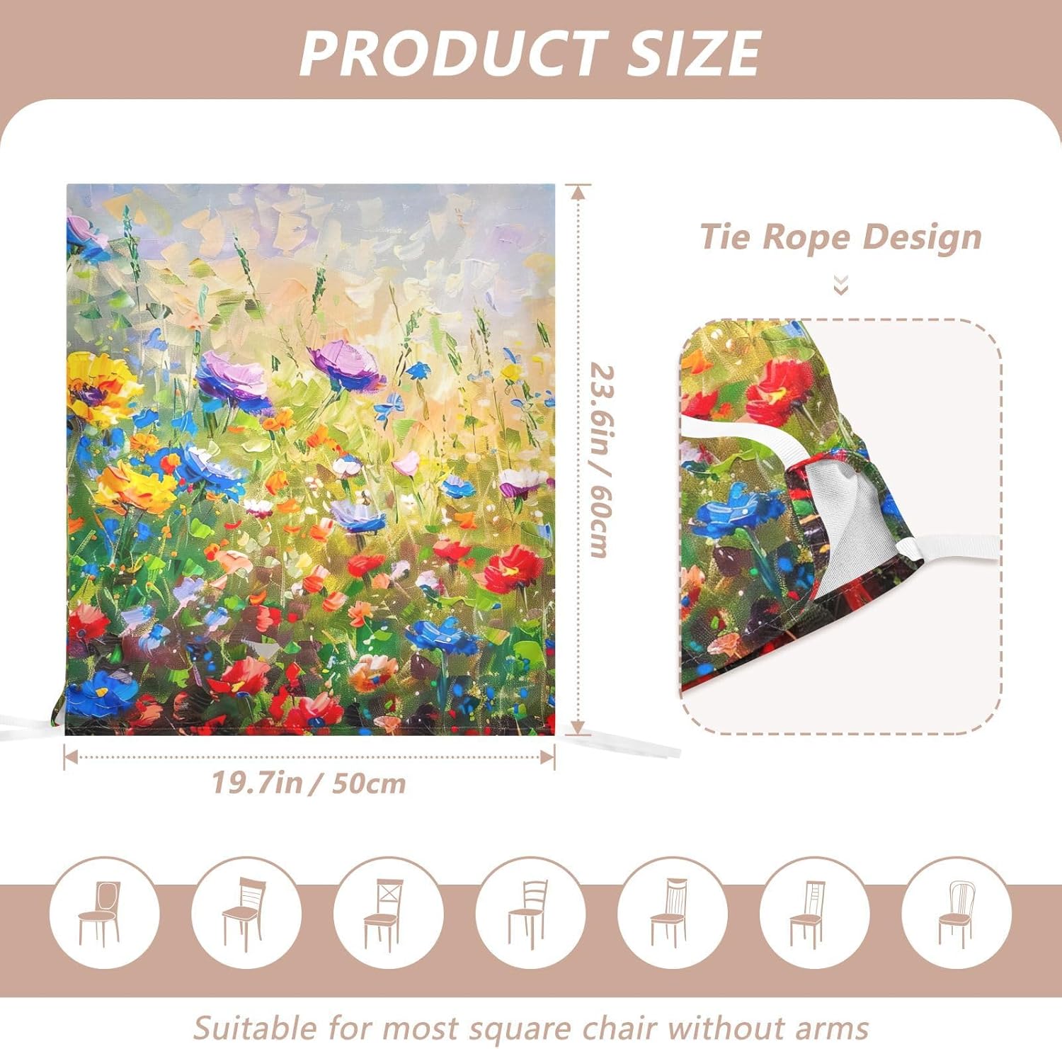 ODAWA Painting Wild Flowers Spring Dining Seat Covers