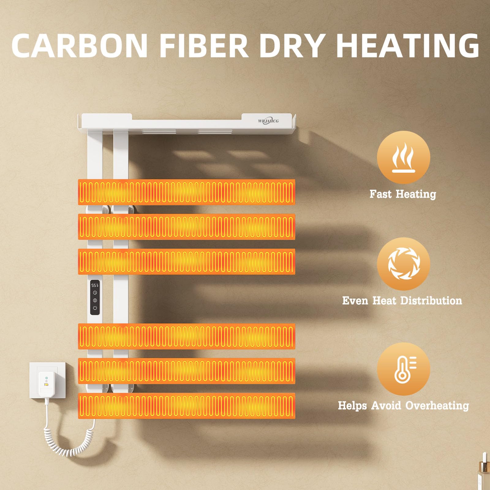 Scaldasalviette Elettrico Bagno Smart WiFi,Porta Asciugamani Bagno da Parete Controllo Vocale,Termoarredo Elettrico Bagno con Timer E Termostato,Termosifone 6 Barre,197W,Bianca
