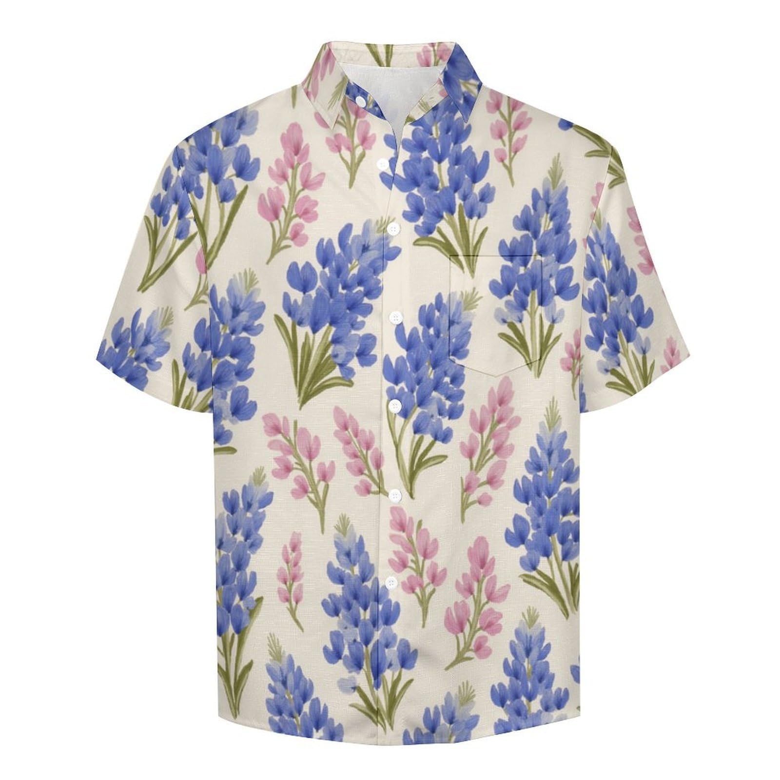 Funky Camicia Hawaiana Uomo, Manica Corta Design Aloha Camicie con Bottoni, Estiva Camicie a Fiore del Cappello Blu Casual Stampa Spiaggia Estate Floreale Dipinto A Mano Camicia