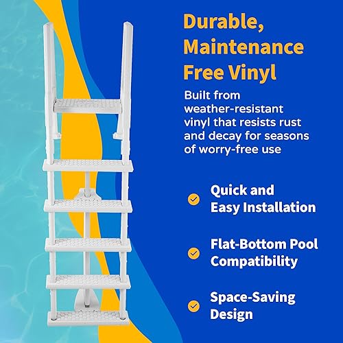 Vista 9 de Blue Wave NE1175 Escalera resistente para alberca, color blanco.