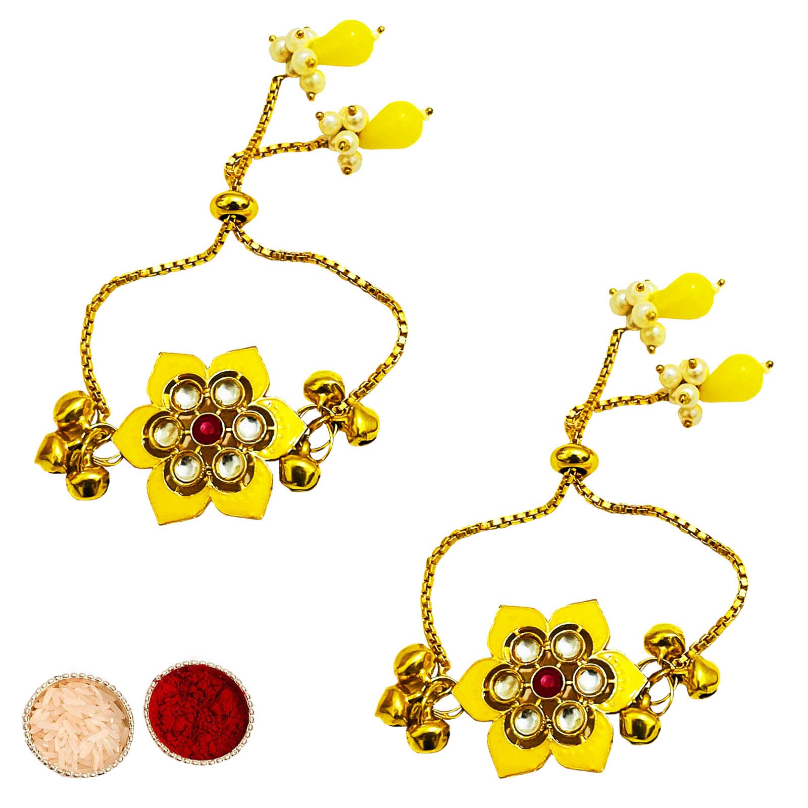 Buyent ® Elegant flower bracelet rakhi for women stylish lumba rakhi for bhabhi set of 2 bracelet for girls best friend with roli chawal pack (B0D9QYBMRK) Amazon Price History, Amazon Price Tracker