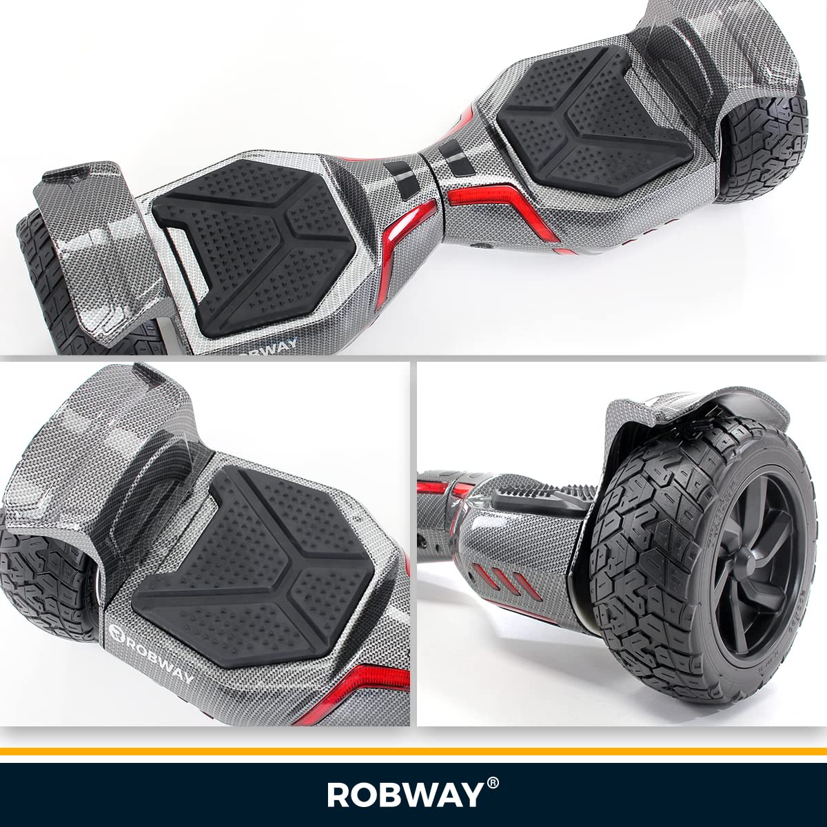 Robway X2 Hoverboard - L'original - Édition Offroad - Batterie de Marque - Équilibre Automatique - Haut-Parleur Bluetooth - Moteur de 700 Watts - App - LEDs
