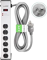 Vista 2 de Digital Energy Enchufe de ranura de 20 amperios 6-20/T Cable de 6 pies - Protector de sobretensiones de 900 julios 6 tomas, regleta