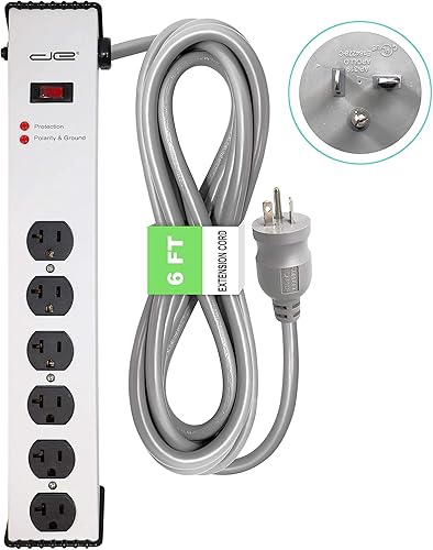 Miniatura 2 de Digital Energy Enchufe de ranura de 20 amperios 6-20T  Cable de 6 pies - Protector de sobretensiones de 900 julios  6 tomas, regleta de alimentación