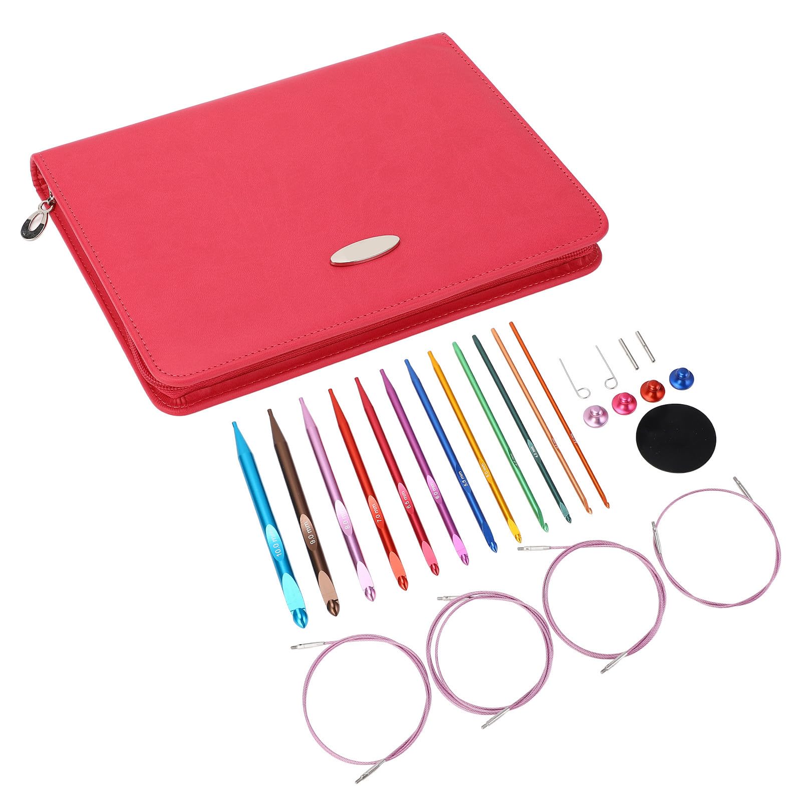 Changor Rundstricknadel-Set aus Aluminium, Austauschbares Stricknadel-Set, Farbenfrohes, Langlebiges Strickwerkzeug, Rundstricknadel-Set für Reibungsloses Stricken, Vielseitige Projekte