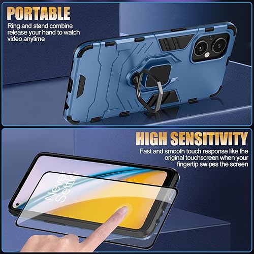 Miniatura 4 de Funda para Oneplus Nord N30 5G con 2 protectores de pantalla de vidrio templado para 1+ Nord N30 5G, funda protectora completa con anillo de metal