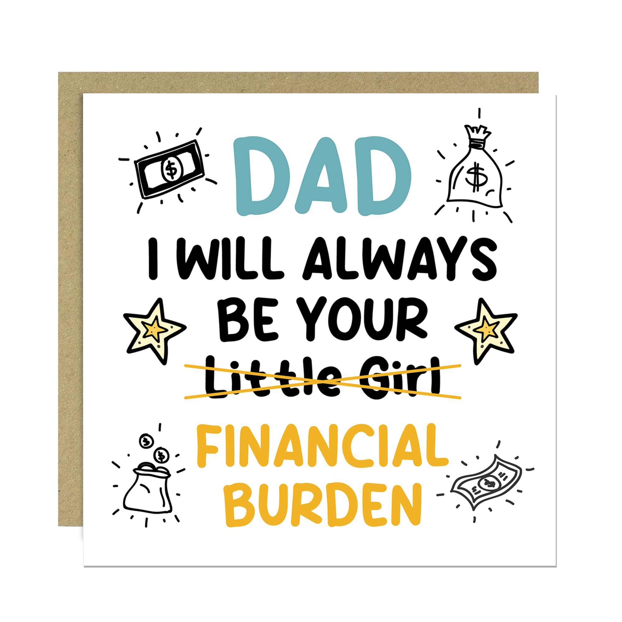 RED OCEAN FUNNY Fathers Day Card For Dad, Dad Fathers Day Card From Daughter, Financial Burden, Humour For, Birthday, Cards Him, With Envelope