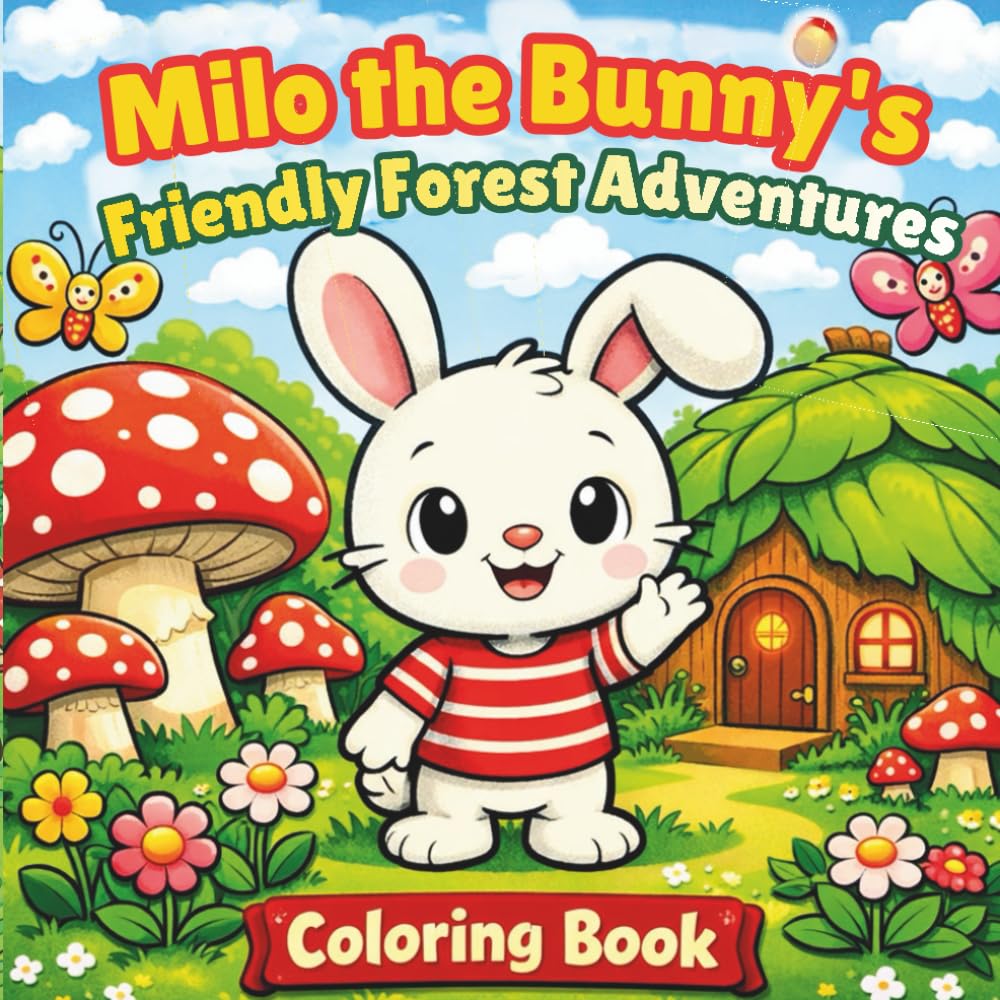 Milo the Bunny’s Friendly Forest Adventures: An Easy Woodland Animals Coloring Book for Toddlers & Preschool Kids Ages 3–8 with Bold Outline Pages