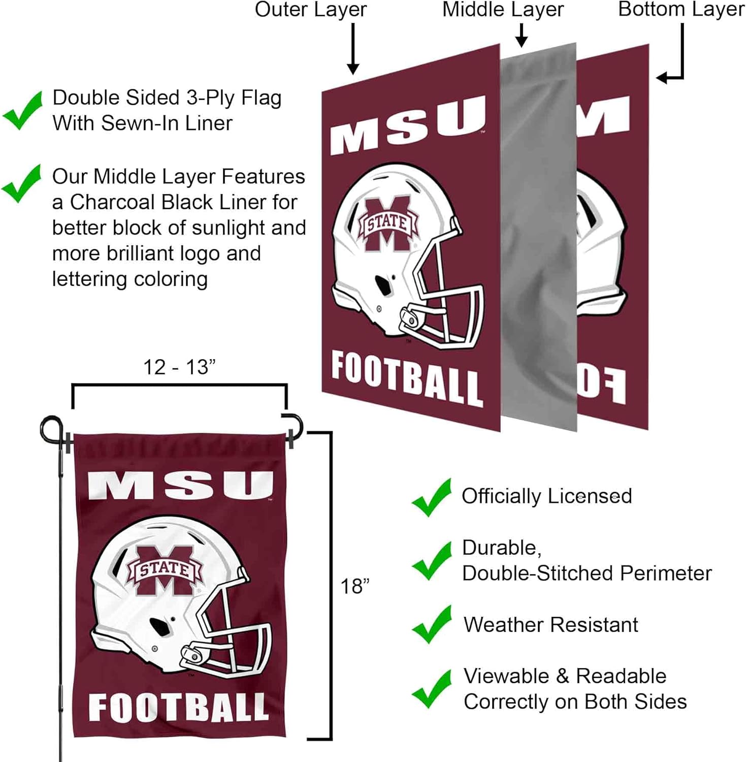 Mississippi State Bulldogs Football Helmet Garden Banner Flag - Image 5
