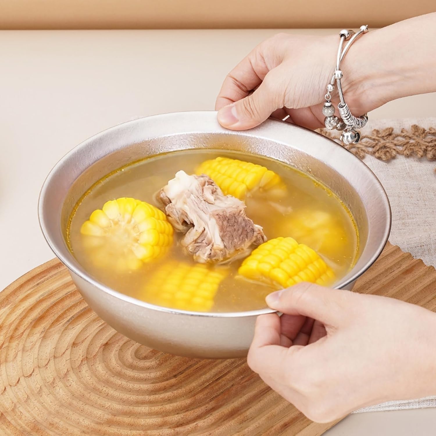 8 Inch Titanium Mixing Bowl for Kitchen, Healthy Durable Pure Titanium Bowls for Mixing, Dishwasher Safe, for Baking, Salad Tossing, Cooking and Prepping,2pcs