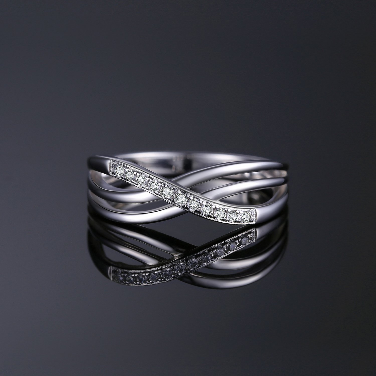 JewelryPalace Taille Rond Zircone Cubique Infini Bague Pour Femme, Bague de Fiançailles Femme, Argent 925 Plaqué Or Jaune Or Rose, Torsade Bagues Anniversaire Mariage Promise Alliance, Bijoux Cadeau