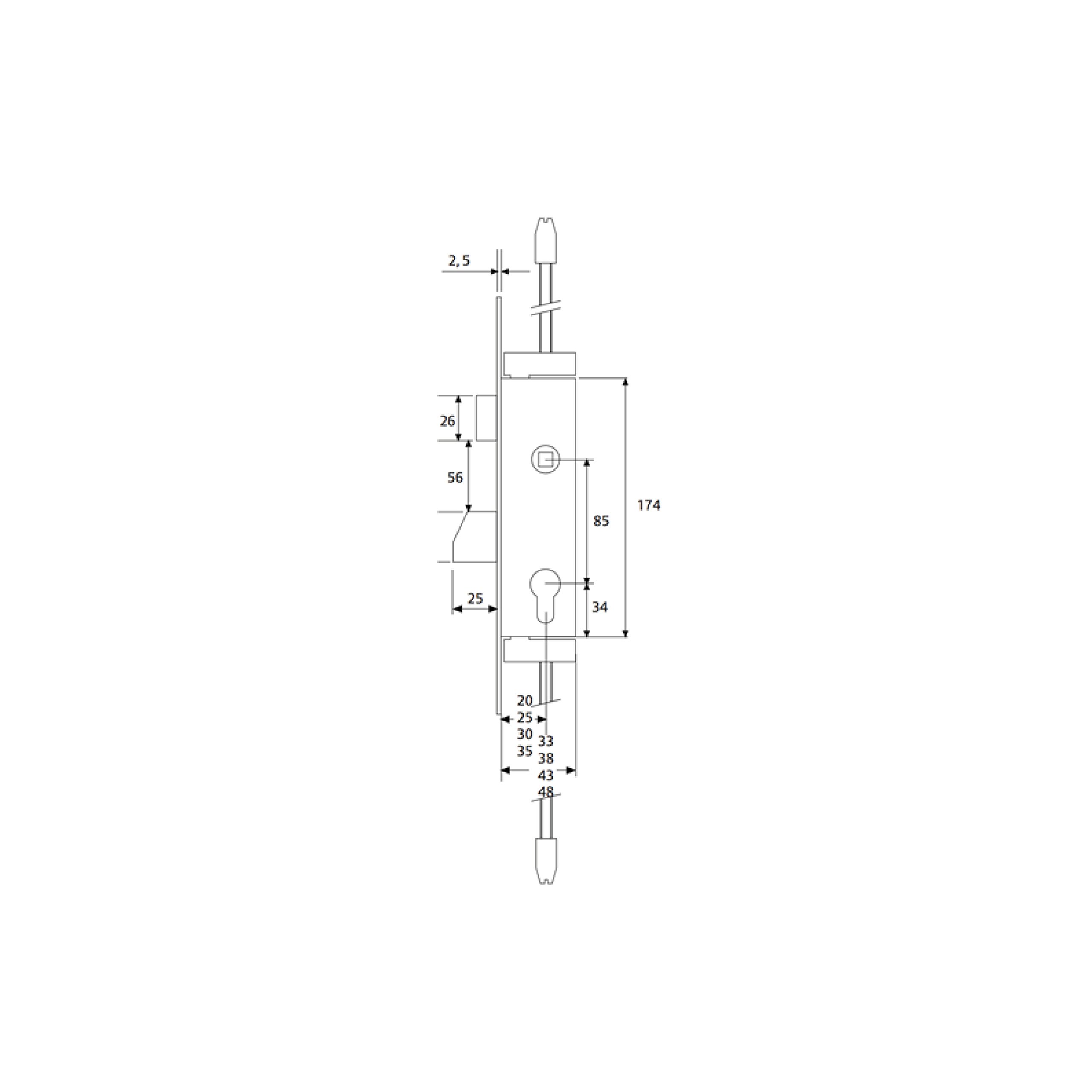 Tesa Assa Abloy 2236303AI Cerradura Multipunto De Palanca Basculante Para Perfiles metálicos Inoxidable Entrada 30 mm 2236