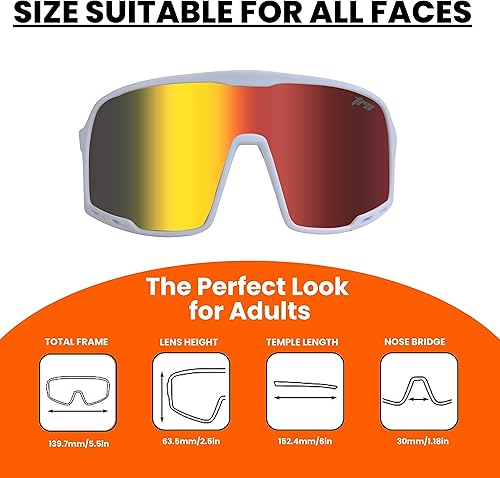 Miniatura 6 de Gafas de sol de béisbol para adultos, UV400, gafas de sol geniales para correr, fútbol, ciclismo, gafas deportivas + funda