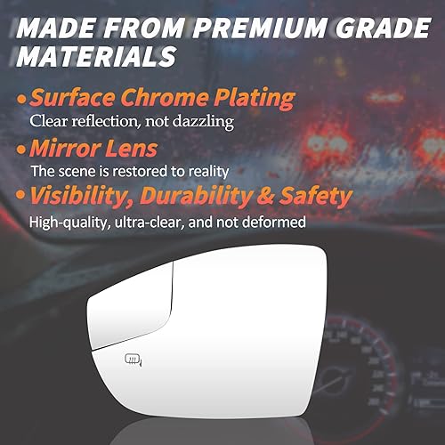 Miniatura 6 de Espejo convexo con calefacción lateral izquierdo del conductor compatible con Ford Focus 2012 2013 2014 2015 2016 2017 2018 repuesto para visión