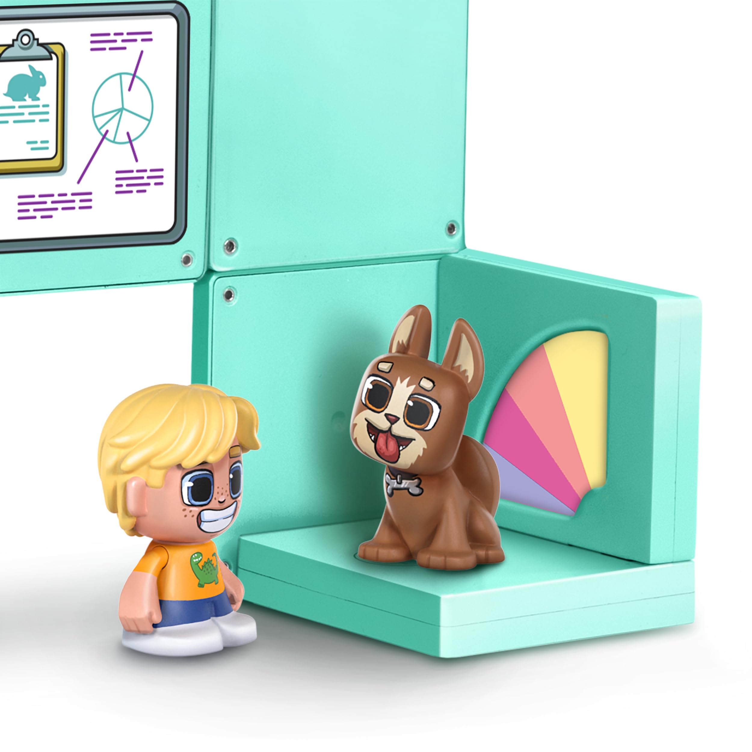Tile Town Pet Vet Magnetic Tiles Construction Building Playset + Figures, Kids 3-5+ - Image 3