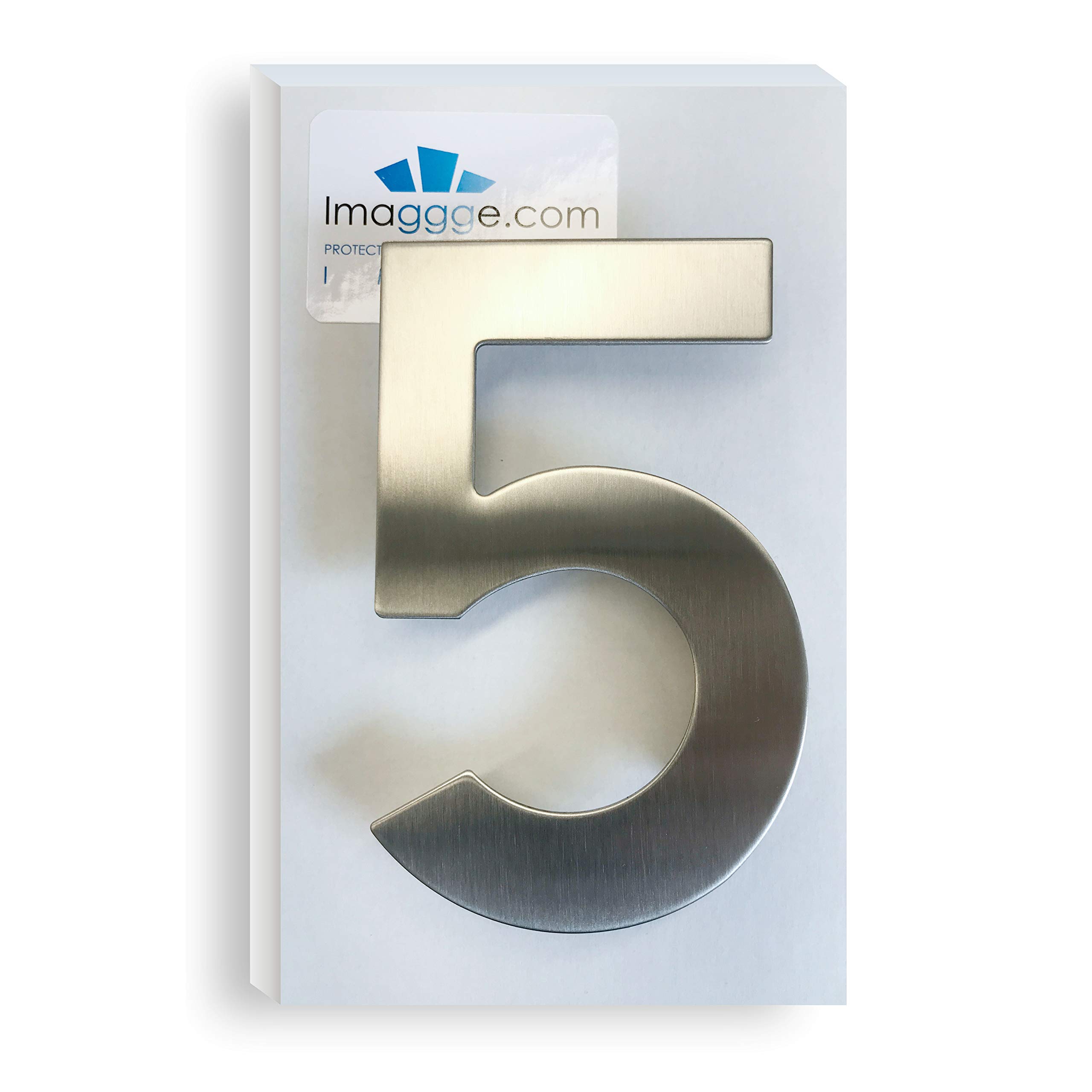House or Apartment Number, Brushed Stainless Steel Number (Grade 304), Matching Stainless Steel Fixings, Height 15 cm