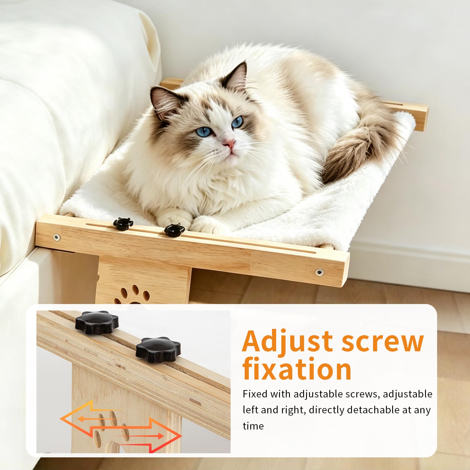 Heizungsliege Hängende Katzenhängematte, Katzen Fensterliege Holz Katzenbett Hängen Balkon Katzenbett Heizungsliege Katzen Katzenliege zum Schlafen 50.5 x 38 x 16.5 cm Halten 15kg