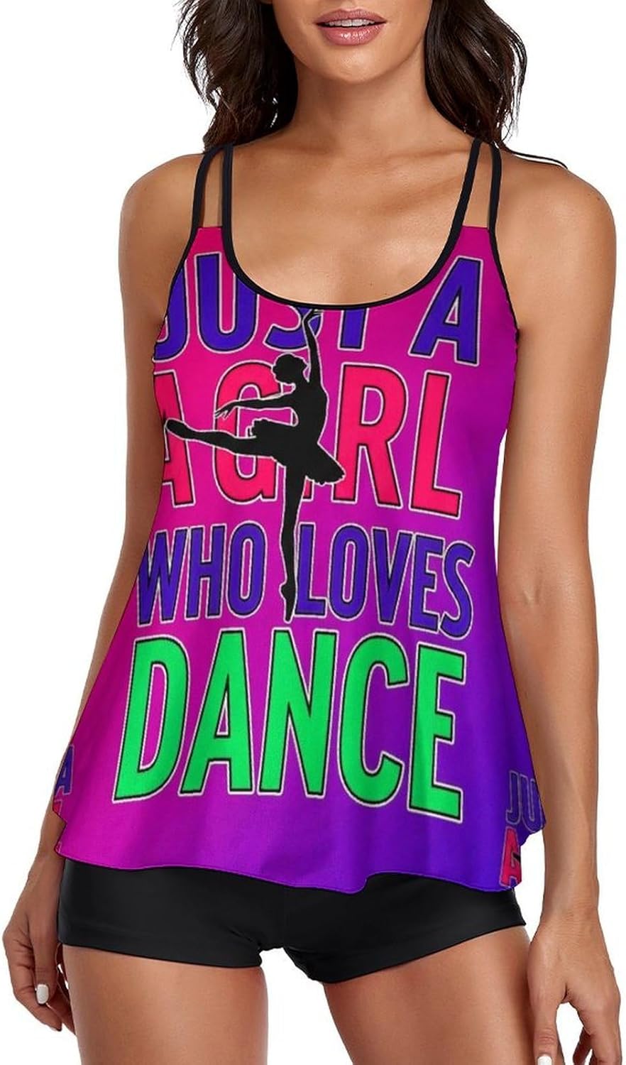 Women's Vintage Style Tankini Set, 2 Piece Modest Tummy Control Swimsuit with Tank Top