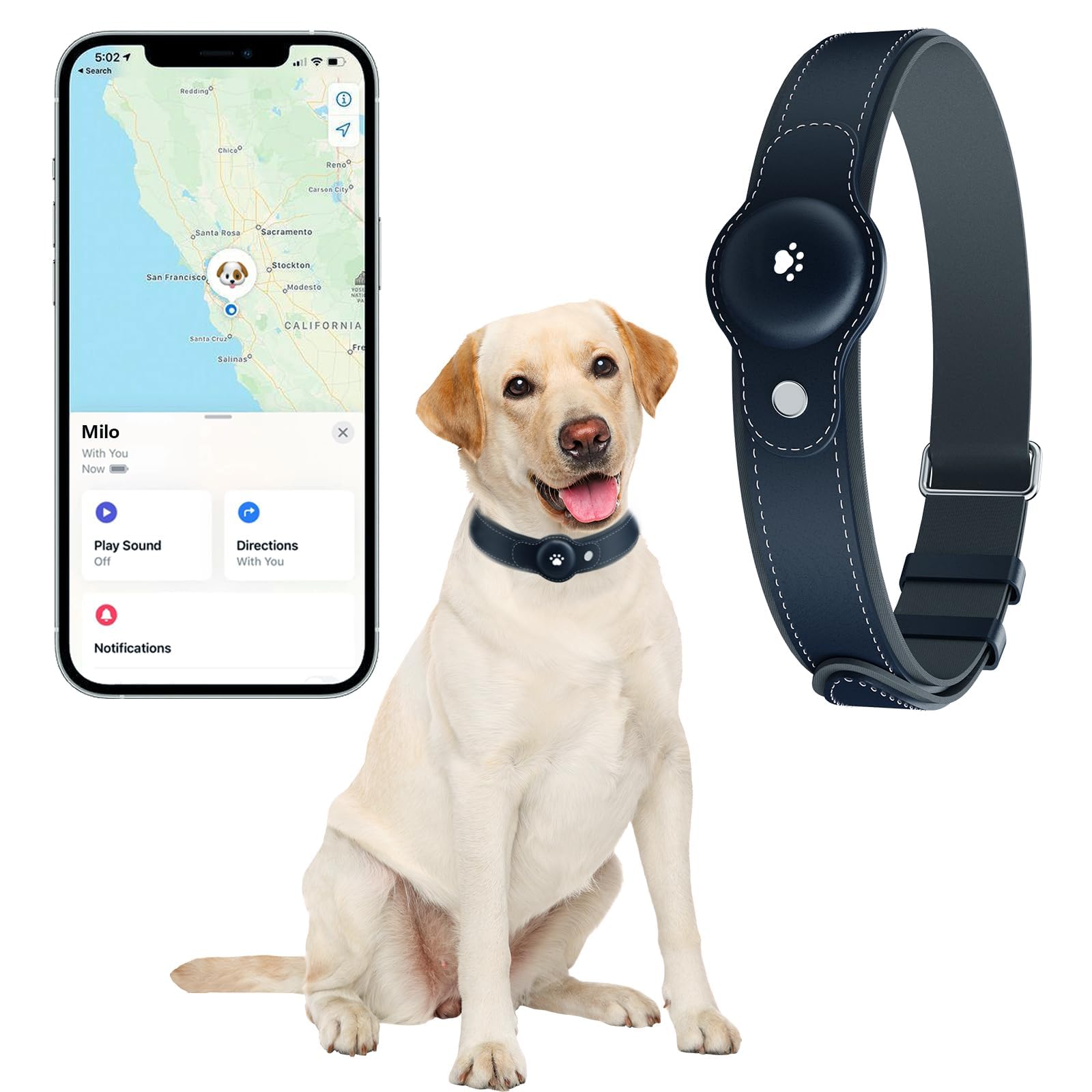 Photo 1 of 2-in-1 GPS Tracker for Dogs: Smart Collar with Real-Time Location, No Monthly Fee, Unlimited Range (iOS Only) GPS Tracker Dog Collar- Ideal for Small, Medium Large Dogs(Tracker Included)