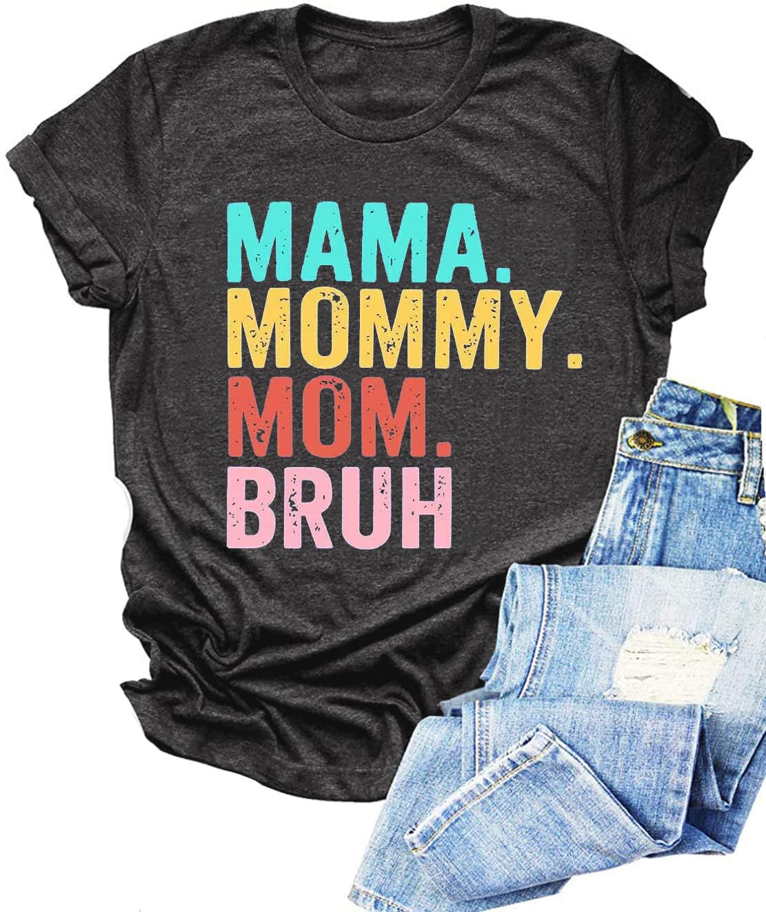 Mama Shirts Women Mommy Mom Bruh Shirt Funny Mom T-Shirts Mom Life Mothers Day Casual Short Sleeve Tees Tops