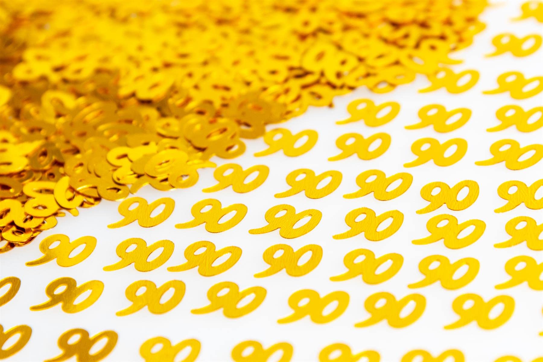 SHATCHI 28g Gold 90th Birthday Confetti Foil Metallic Glitz Table Scatter Sprinkles Age Bday Party Decorations, 12mm