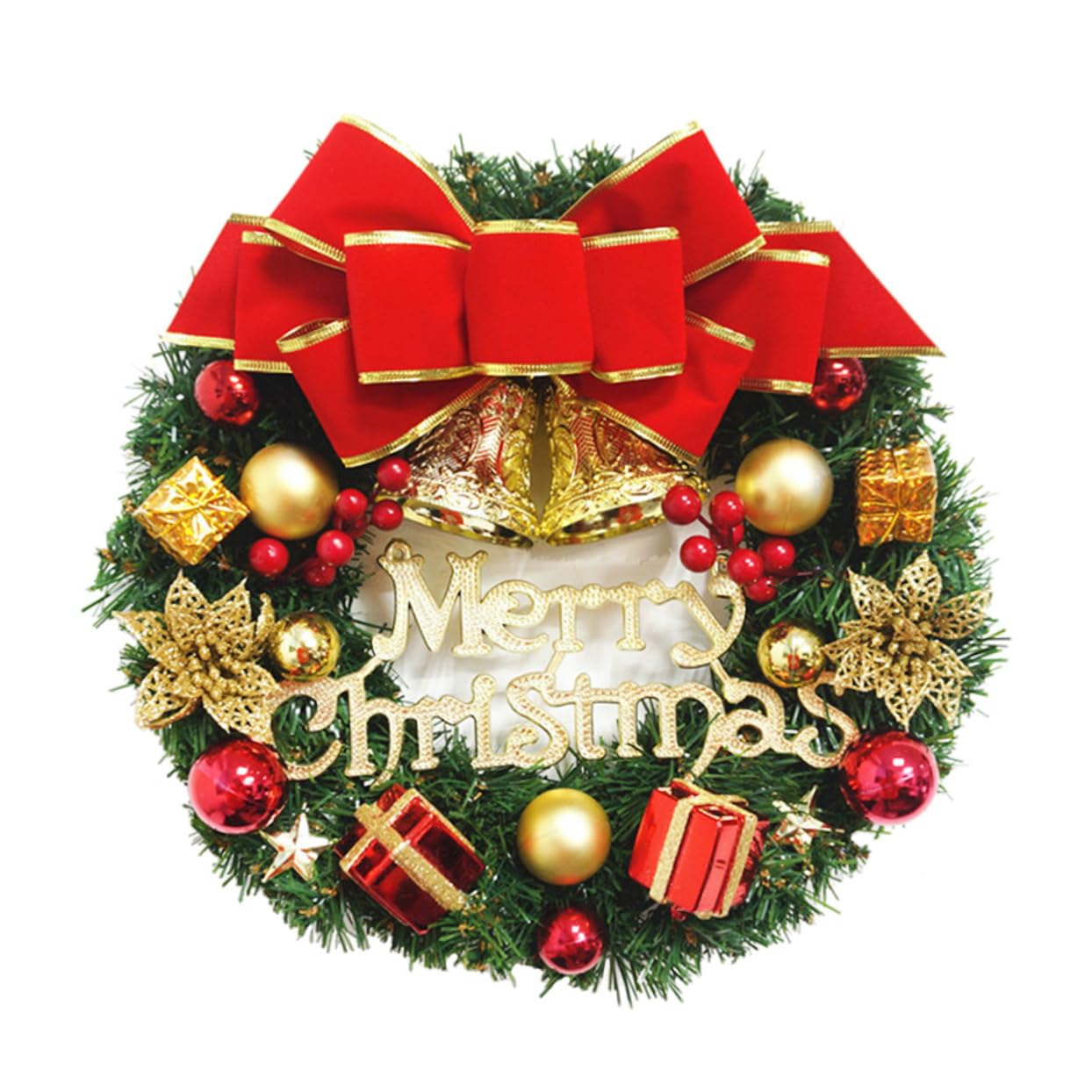Couronne de Noël artificielle Amosfun pour éviter les aiguilles sur la porte