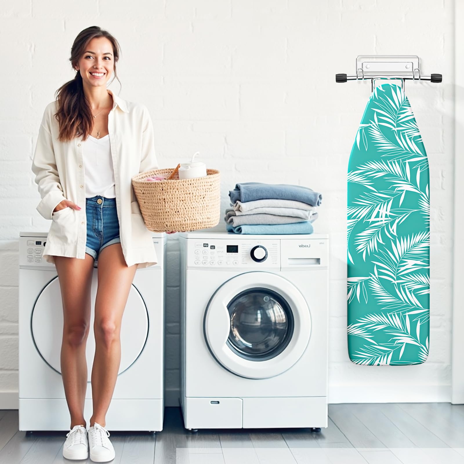 LOXSUN Ironing Board Holder Wall Mount, Stainless Steel Ironing Board Hanger, Laundry Room Iron Board Hanger for Wall, Iron Board Hook for T or Y Leg, Silver Wall Hanger Hook