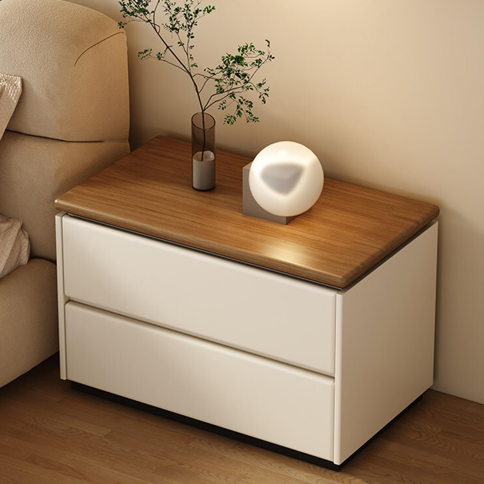 Comodino Comodino con Due cassetti e Piano Piatto for mobili contenitori for Camera da Letto Comodino in Legno