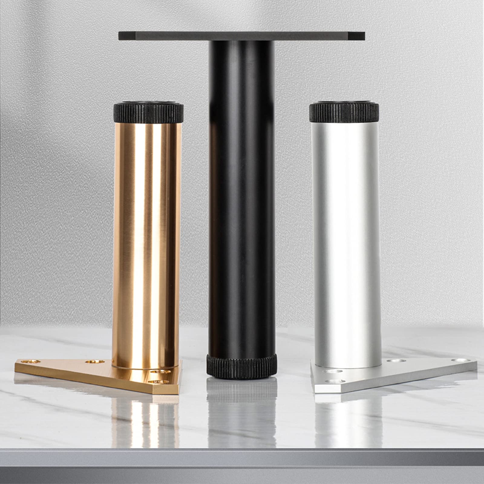 4 Piezas de Patas para Muebles de Aleación de Aluminio,Patas de Gabinete a Prueba de Agua,Patas de Sofá Ajustables,Patas de Soporte de Patas de Baño Plata,Altura:6-40cm (250mm/9.84in)