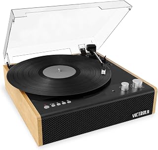 Victrola Eastwood Bamboo Bluetooth 3-Speed Turntable with Built-in Speakers, Audio-Technica Cartridge & Wireless Vinyl Streaming