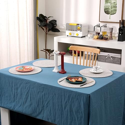 Miniatura 4 de Kosmeey Juego de 6 manteles individuales tejidos, manteles individuales de ratán de 13 pulgadas, manteles de mimbre, manteles de mimbre, manteles