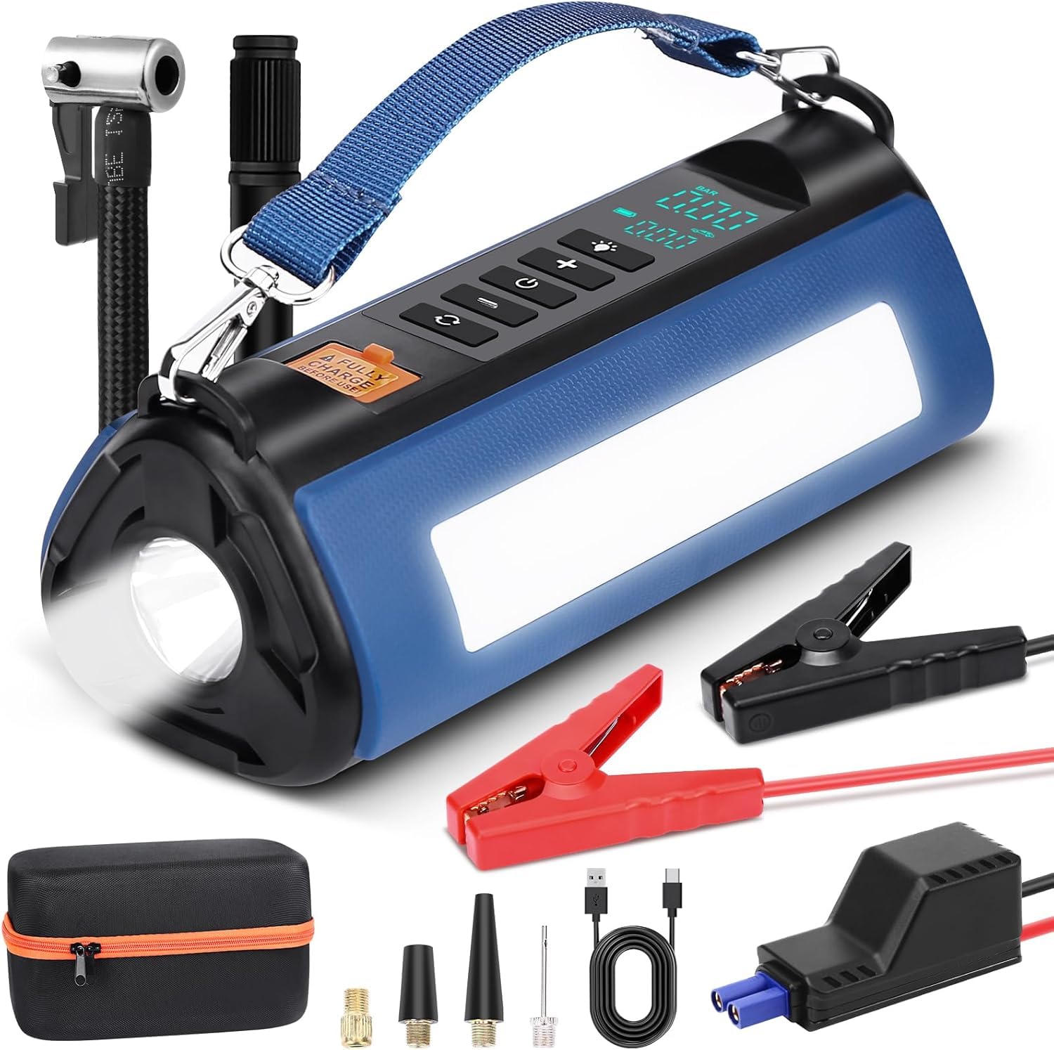 Portable Jump Starter with Air Compressor 1000A Jump Starter Battery Pack All Gas 5 0L Diesel 150PSI Digital