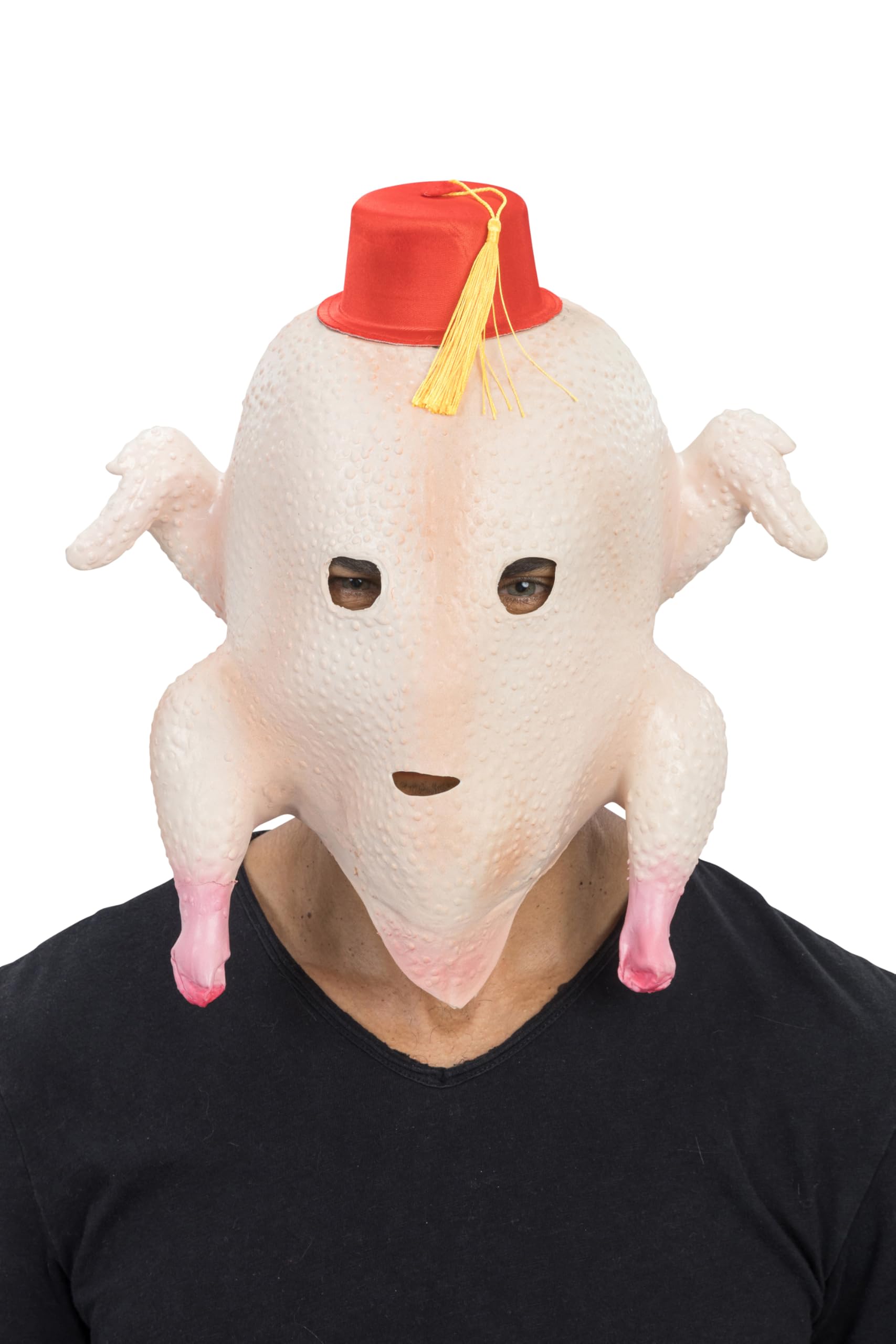 Chaks - Latex Turkey Mask with Red Hat, Costume Accessory for Carnival Theme Party, Thanksgiving & American Events - Image 2