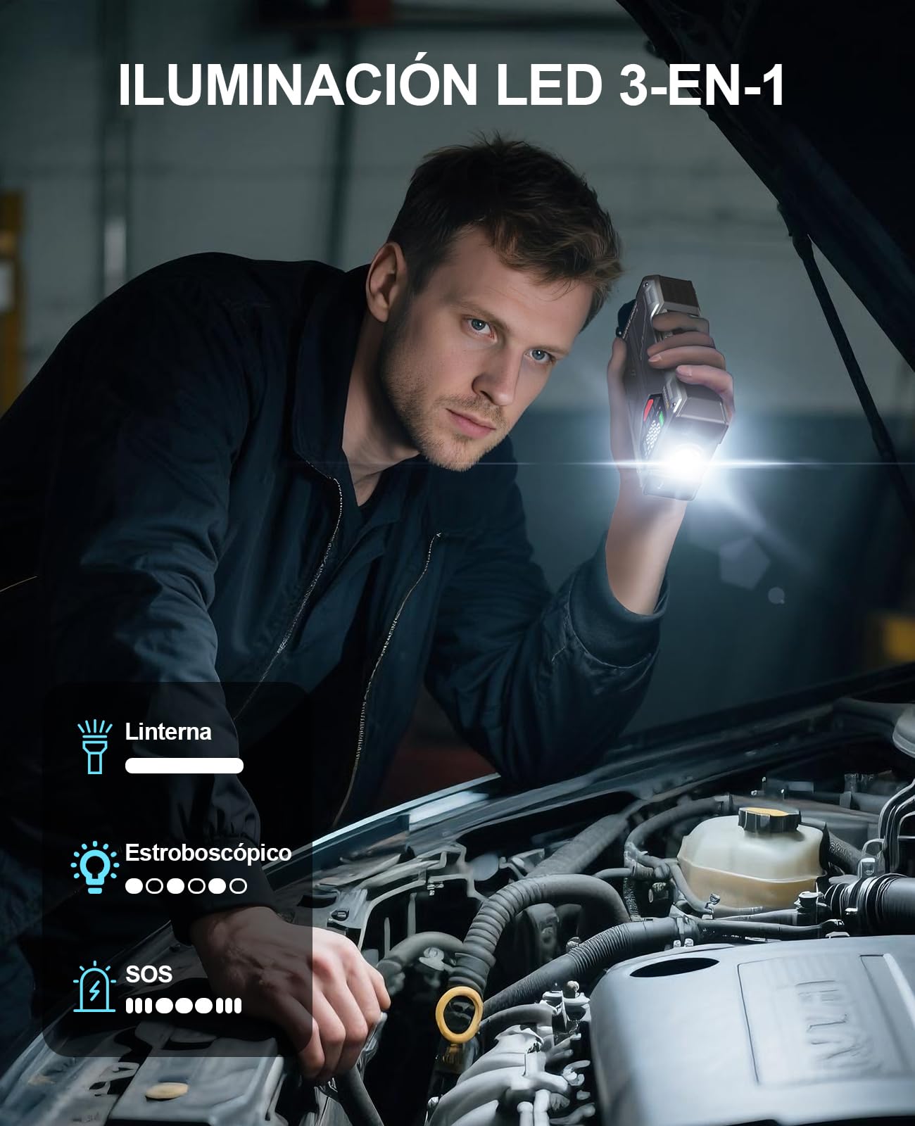 Avviatore di emergenza per auto, 8000 A, con compressore da 150 PSI, batteria da 12 V, per tutte le benzine/diesel da 10 l, con display a LED e cavo di avviamento, da donna