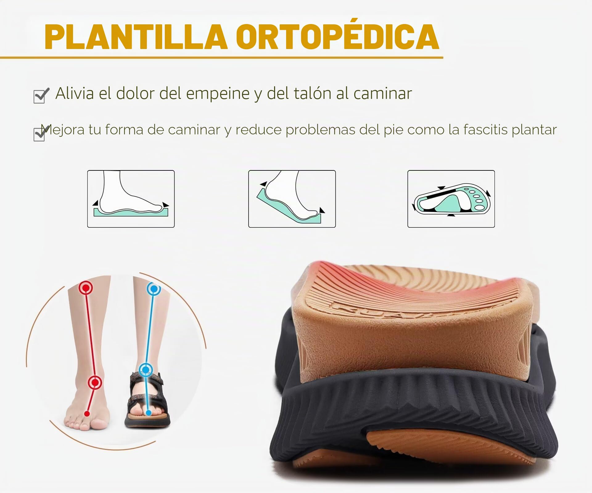 KuaiLu Sandalias ortopédicas para caminar para mujer con cómodo soporte de arco, alivio de la fascitis plantar, verano, al aire libre, senderismo, deporte, recuperación, correa ajustable, zapatos