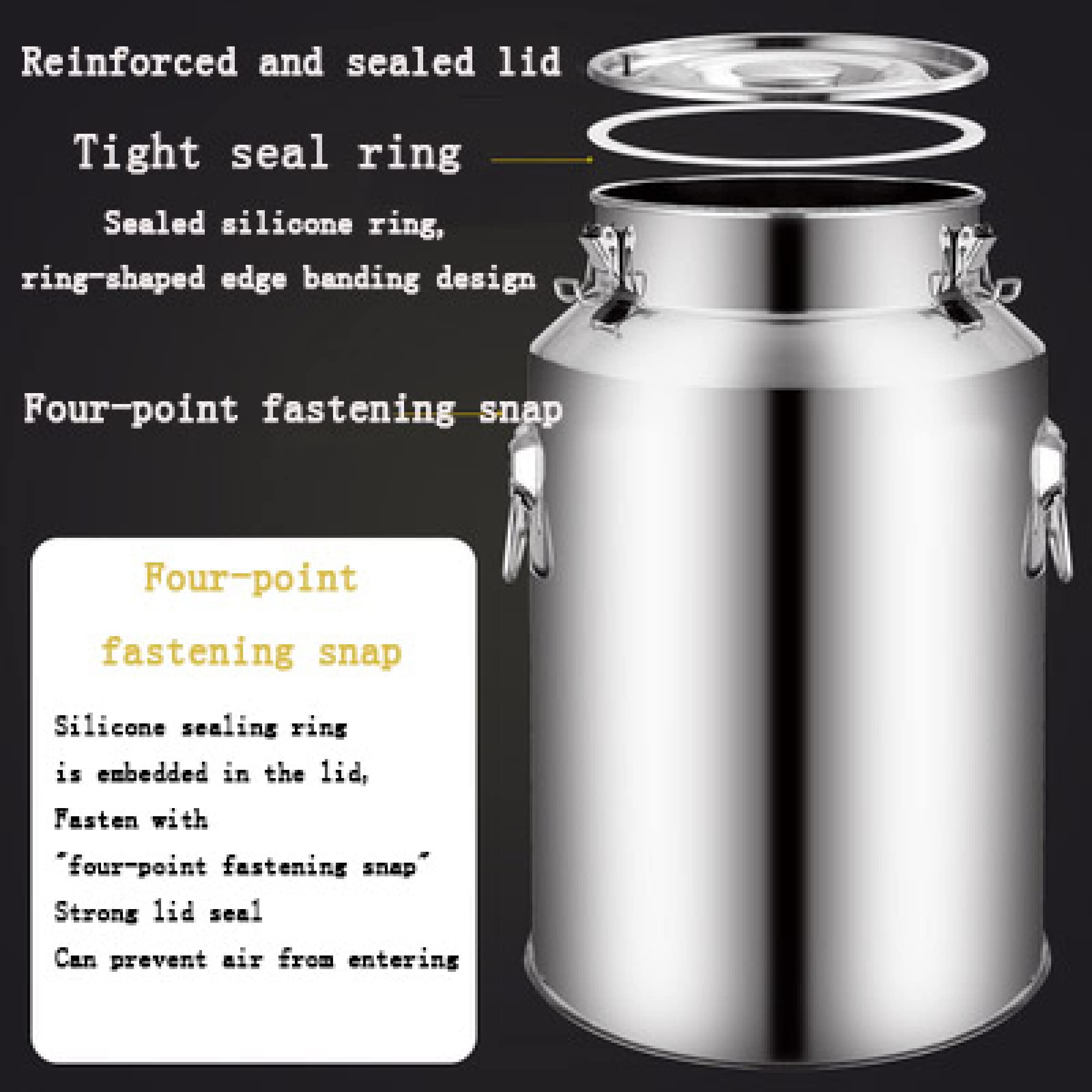 64L 201 Secchio in Acciaio Inox Fermentatore Barile di Trasporto del Latte Vasca di Grande Capacità Barile di Stoccaggio di Olio Contenitore di Stoccaggio di Grano Durevole e Versatile