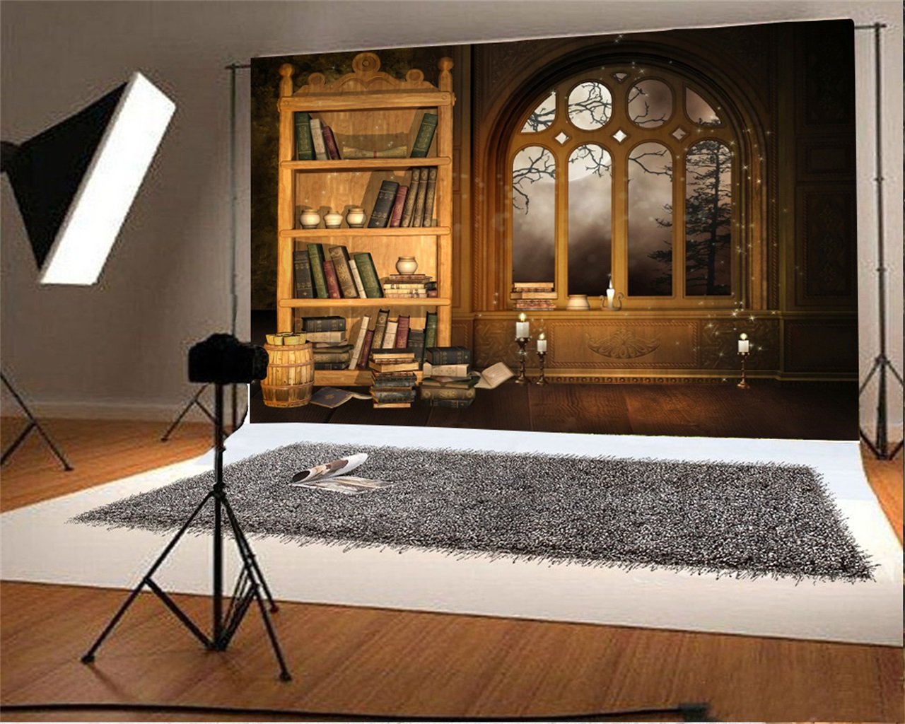 Photoshoot Backdrop AOFOTO 8x8ft Bookshelf Background Bookcase ...