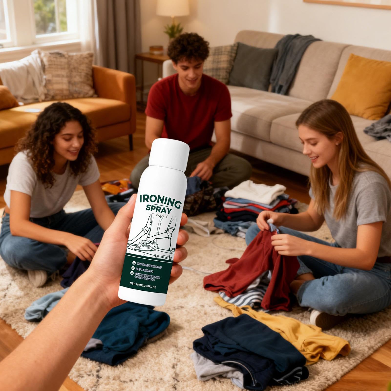 Fabric Ironing Spray - Pressing Starch Solution Mist, Professional Garment Finish Aid, Portable Clear Non Clog Tool | Crisp Clothing Care Assistance For Silk Wool Polyester Linen Cotton Business Trips