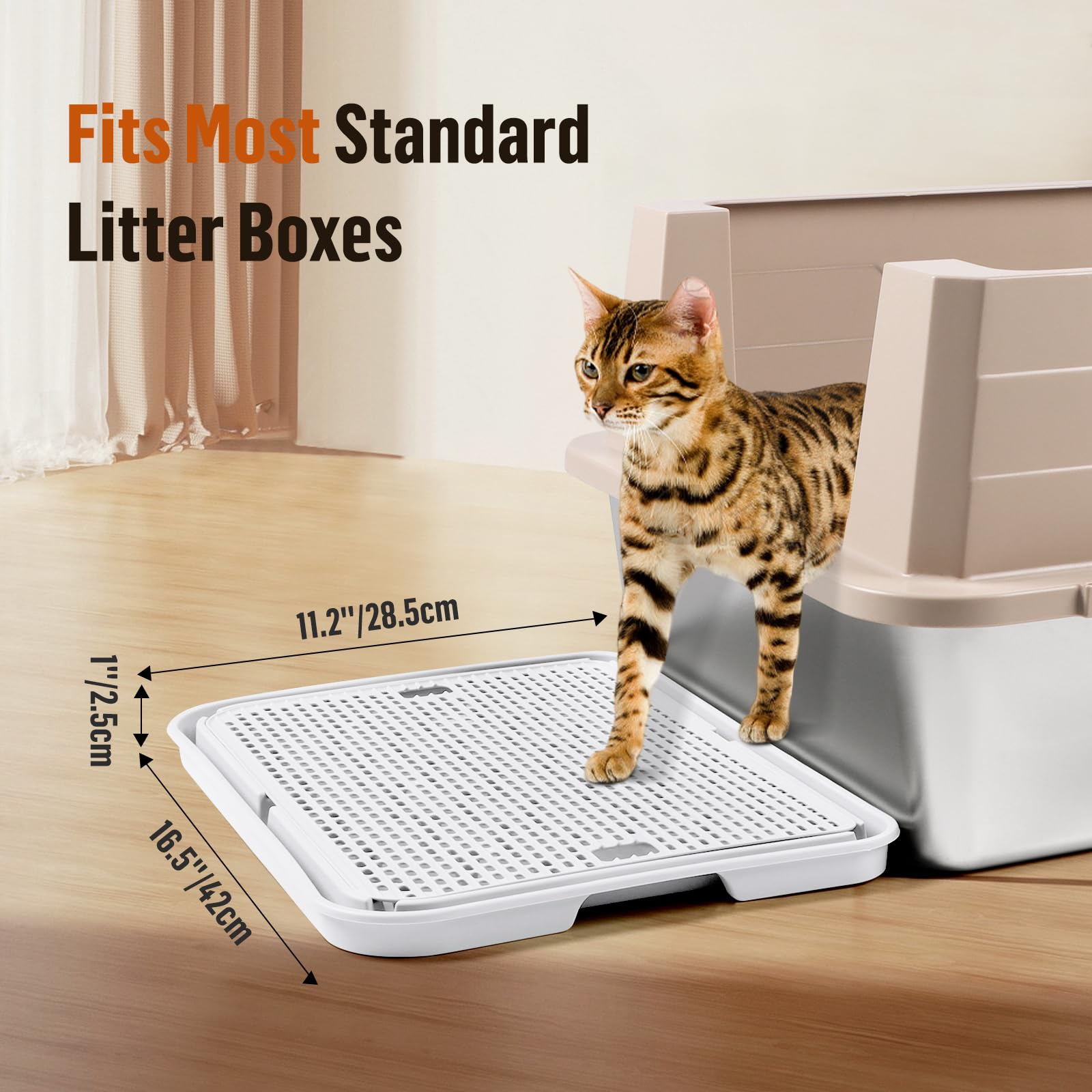 Tapis de Rampe, 42x30CM Escalier pour bac à litière pour Chat, Attrape-litière pour bac à litière Automatique autonettoyant, idéal pour Chaton et Chats Plus âgés(Blanc)