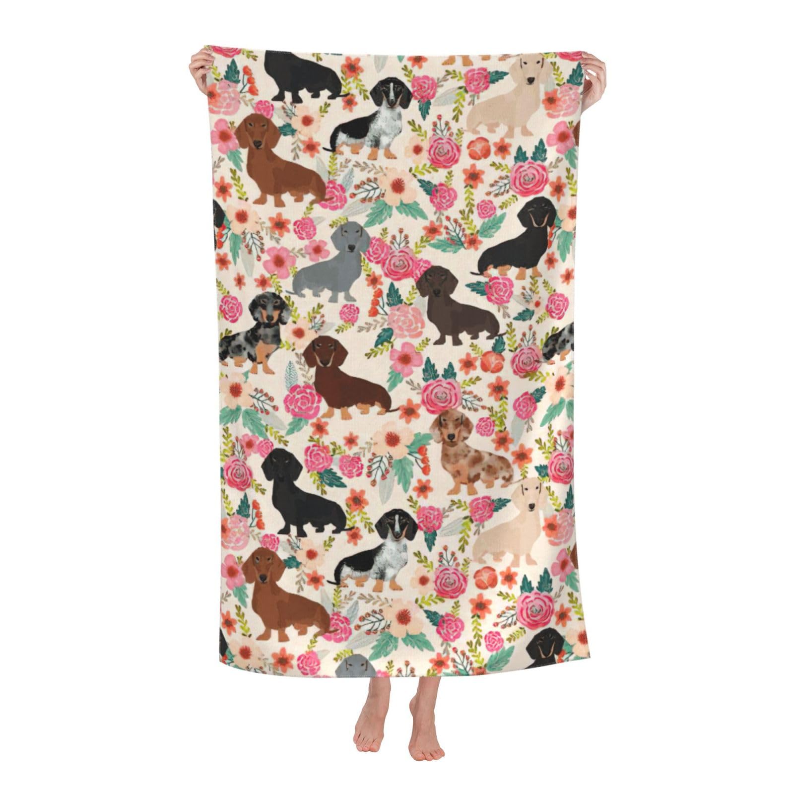 NImongt Dachshund Print Oversized Adult Beach Towel For Travel Weekend Getaways Festivals Camping Trips