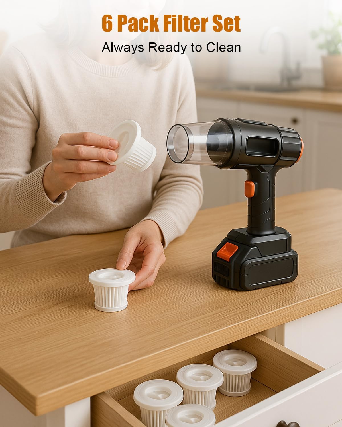 6 Pack H-epa Filters Compatible with MBNGF X9 Ultra Car Vacuum Cordless, Fit for ZARIMI X12-ULTRA Mini Vacuum MBNGF Mini Handheld Car Vacuum Filters Works - Image 2