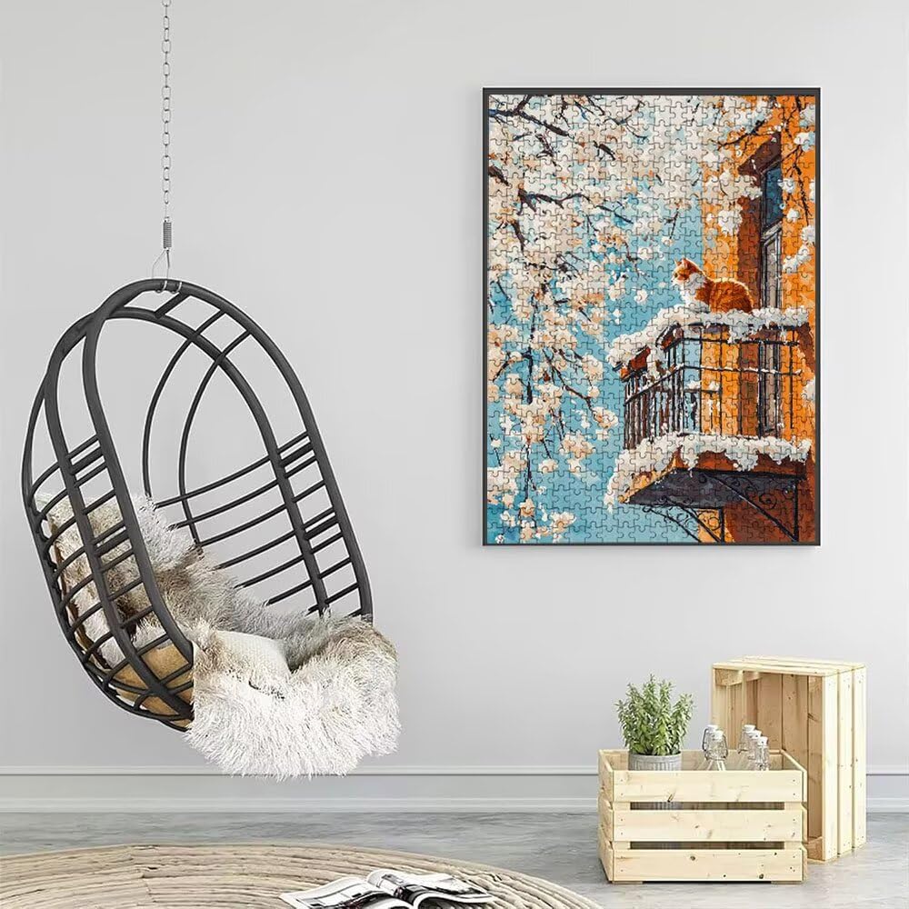 Katze WeißE Blumen Puzzle 6000 Teile, Klassische Puzzles, Geschicklichkeitsspiel Puzzle für Erwachsene, Puzzlespiele für Die Ganze Familie, Mit Schöner Verpackung, Dekoration Puzzles DX0YL3-617