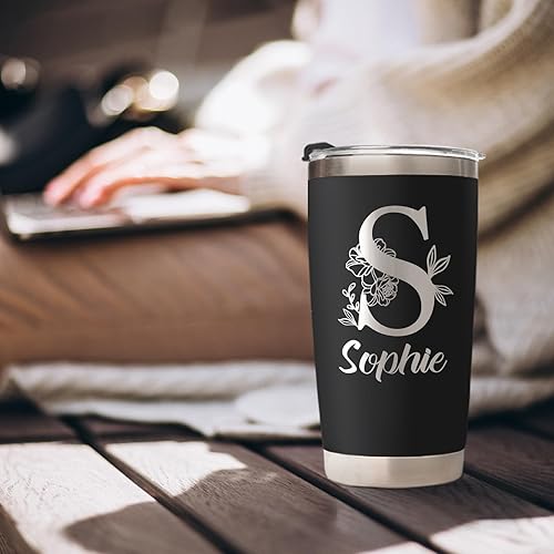 Miniatura 8 de Vaso personalizado grabado con nombre, vaso de viaje de acero inoxidable de 20 onzas, taza de café de viaje personalizada con tapas, regalos de