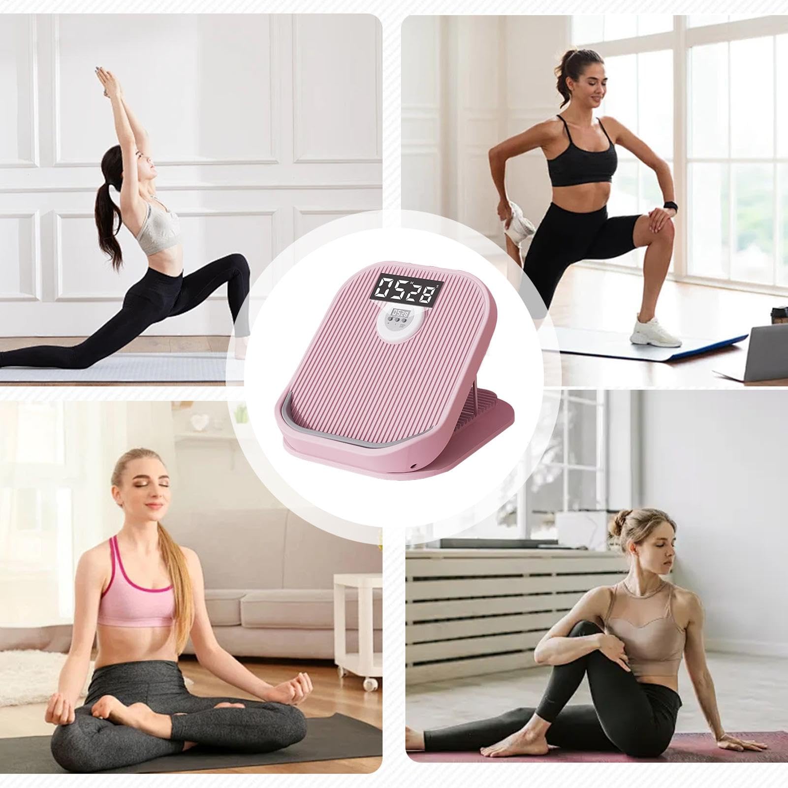 Ankle Stretch Board, Electric Extension Tilt Ramp, Portable Exercise Wedge with 16 Adjustable Levels for Stretching, Flexibility Training 30 x 30 cm, fioletowa, różowa