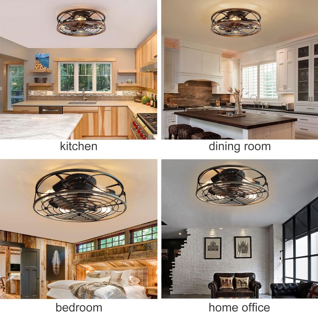 Deckenventilator Mit Beleuchtung, 50cm Retro Deckenlampe Mit ventilator, Deckenleuchte Mit Fernbedienung, E27 Lampensockel, Timer, Leise, Für Schlafzimmer Kinderzimmer Wohnzimmer